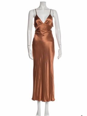 Shona Joy Copper Satin Bias Slip Dress